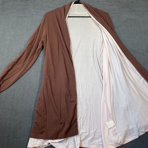 Soft Surroundings Open Front Cardigan Drape Layered Brown & White Womens size S - Picture 4 of 9